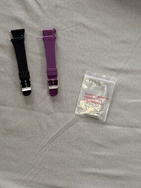 2 New Small Wrist Replacement Bands For Fitbit Versa, Purple And  Black